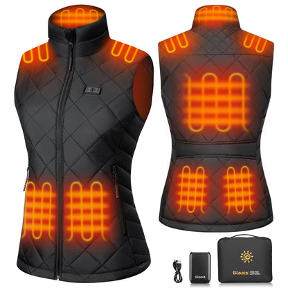 Glaais Heated Vest Women with Battery Pack 16000mAh 7.4V Womens Heated Vest Heating Vest Warming Electric Vest for Women